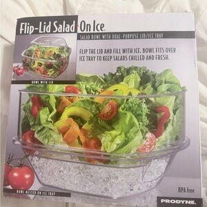 NWT - Prodyne - Clear Salad Bowl with Ice Tray